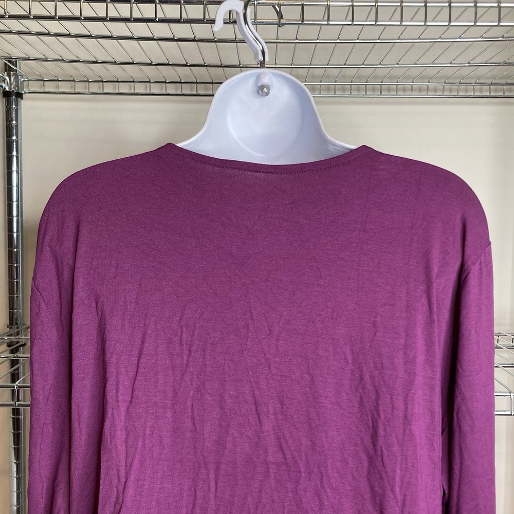 NWT Coldwater Creek Purple Double V Neck Knit Top Sz XL Lagenlook Stretchy Chic - Picture 11 of 12